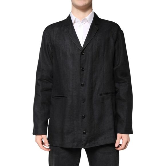 Dolce & Gabbana Black Linen Single Breasted Men Coat Men's Blazer (Pre-Owned)